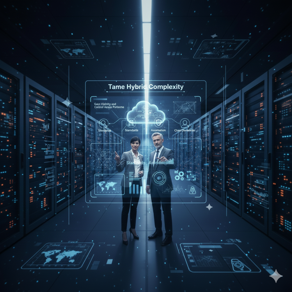 Hybrid IT complexity and governance visuals