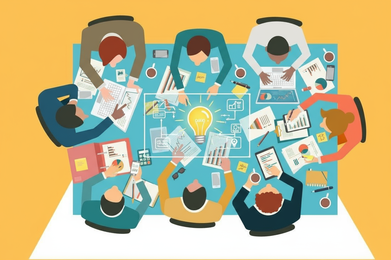 Teams co-creating solutions in workshops